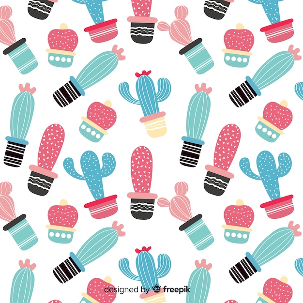 Flat cactus pattern Free Vector