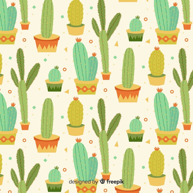 Flat cactus pattern Free Vector
