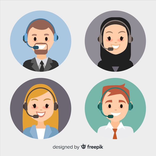 Free Vector | Flat call center avatar set