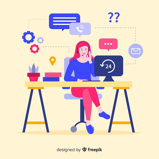 Flat call center concept background Free Vector