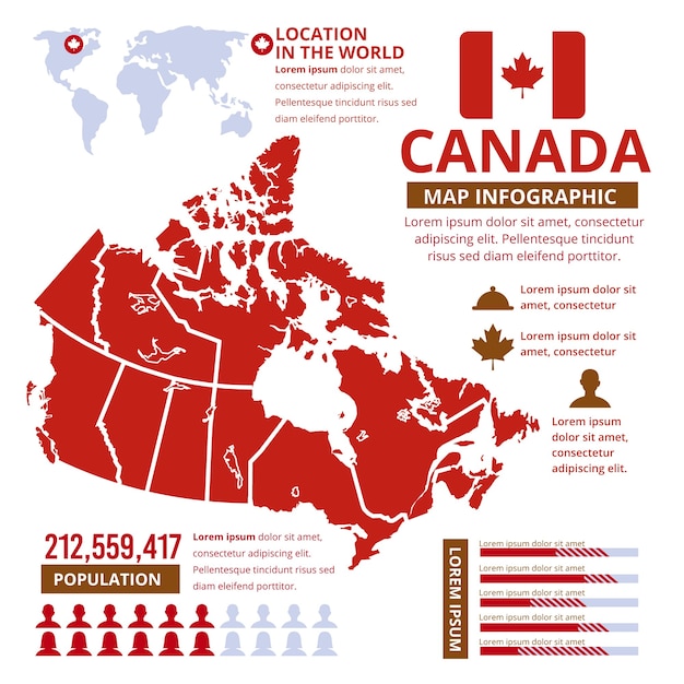 Download Free Vector | Flat canada map infographic template