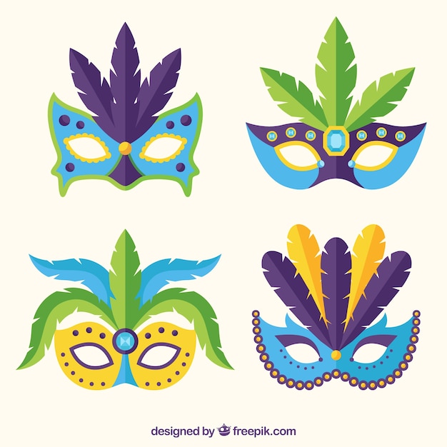 Free Vector | Flat carnival mask collection