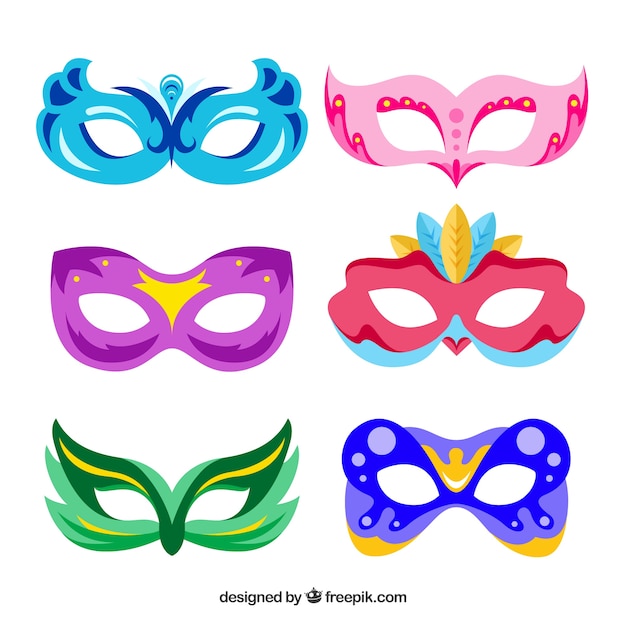 Free Vector | Flat carnival mask collection
