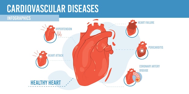 Premium Vector | Flat cartoon infographic,healthy heart