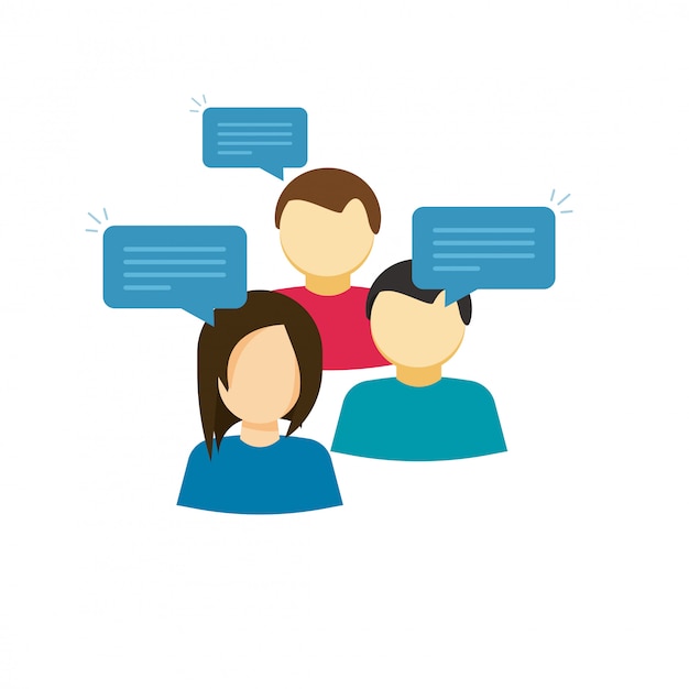 Premium Vector | Flat cartoon people talking or discussion group vector