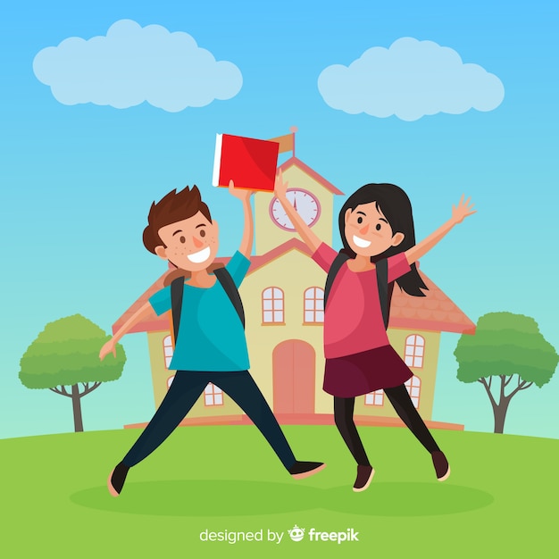 Flat children back to school collection Free Vector