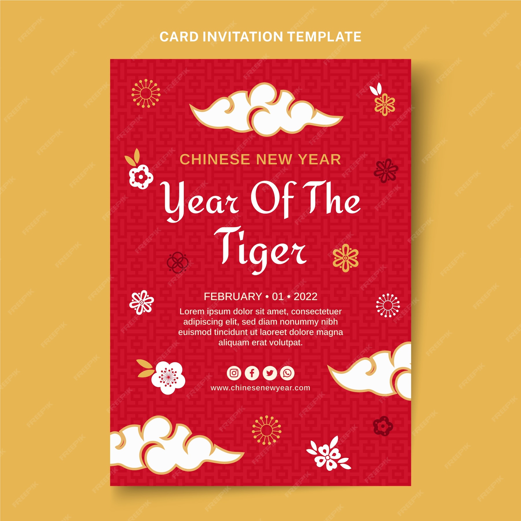 Free Vector Flat chinese new year invitation template