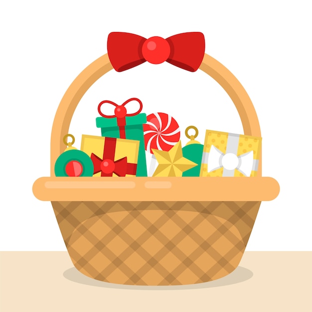 Free Vector | Flat christmas basket illustration