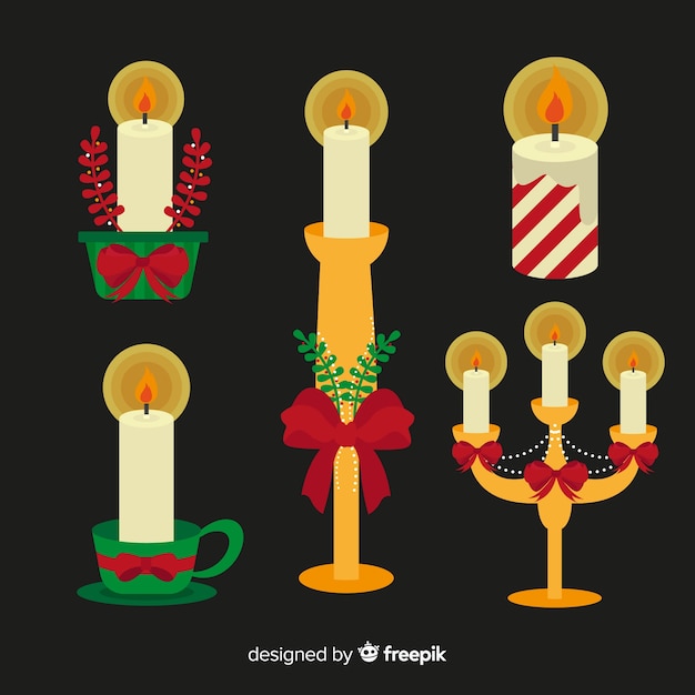 Free Vector Flat Christmas Candles Collection