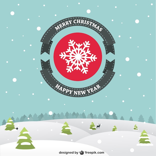 Flat Christmas Card With Snowy Landscape Stock Images Page Everypixel
