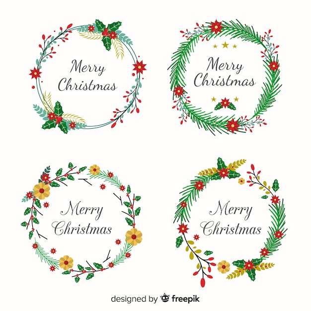 Free Vector | Flat christmas flowers collection