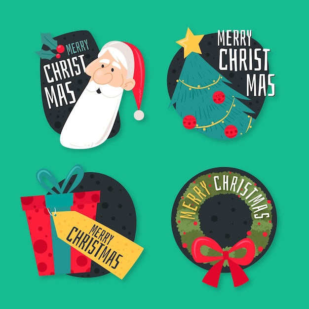 Free Vector | Flat christmas label collection