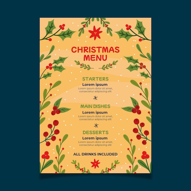 Free Vector Flat christmas menu template