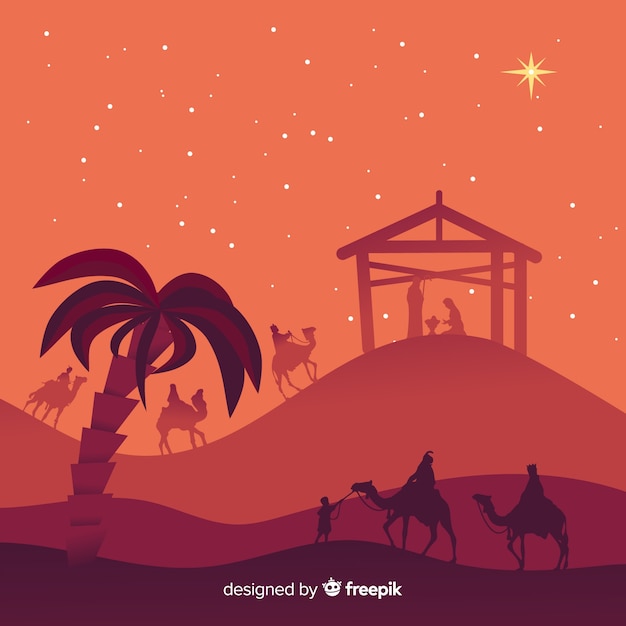 Download Flat christmas nativity scene Vector | Free Download