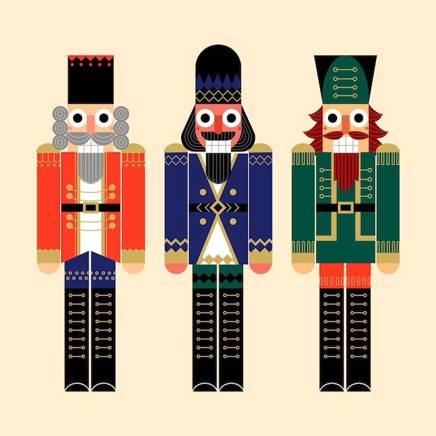 Free Vector | Flat christmas nutcrackers collection