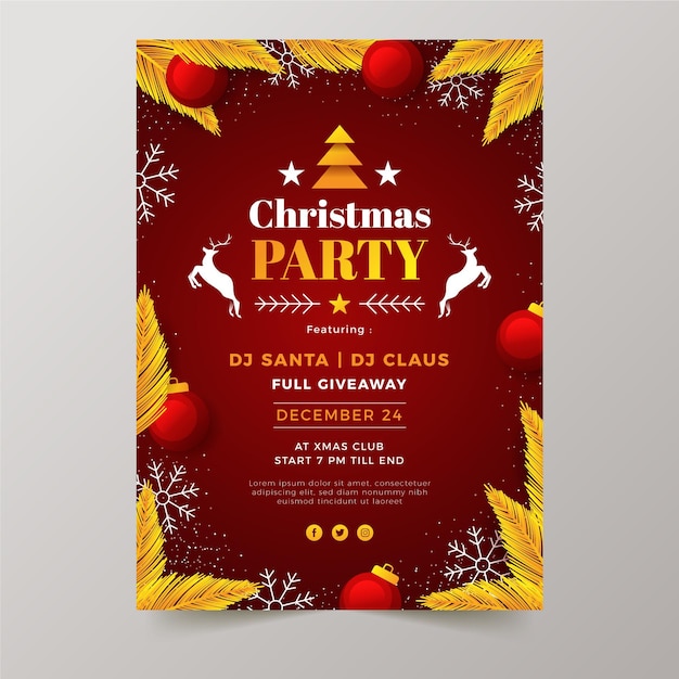 Premium Vector Flat Christmas Party Flyer Template With Photo