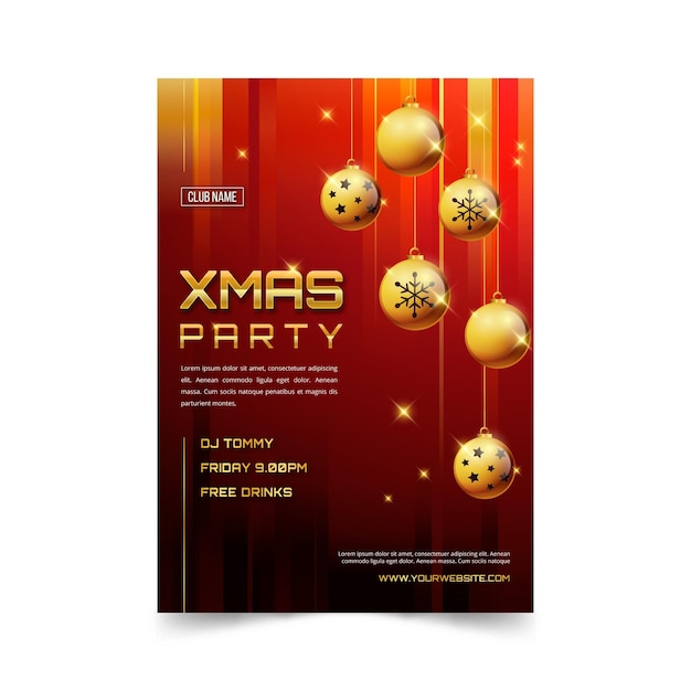 Download Free Vector | Flat christmas party flyer template