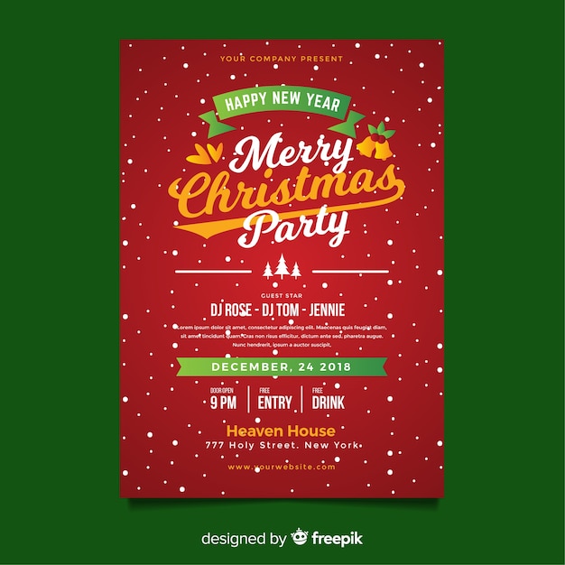 Free Vector | Flat christmas party poster template