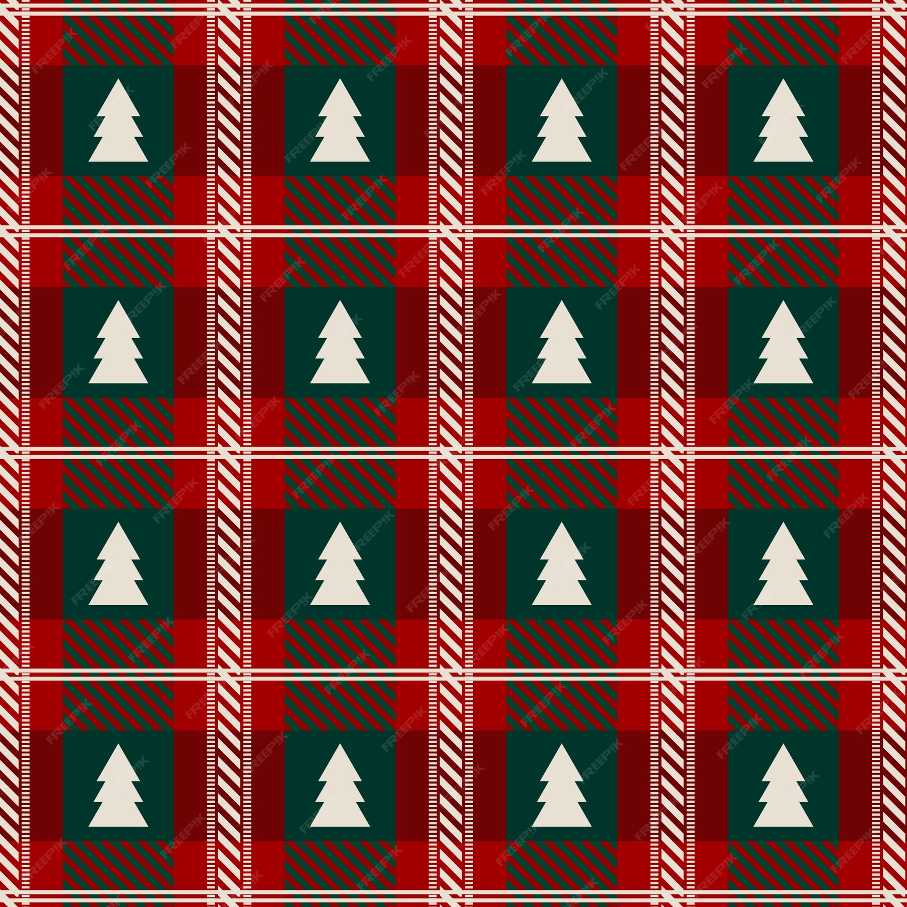 Free Vector Flat christmas plaid pattern design