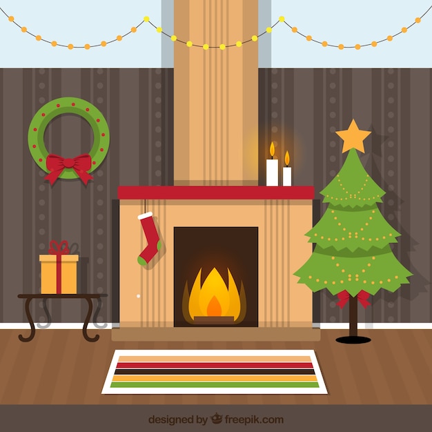 Free Vector | Flat christmas room