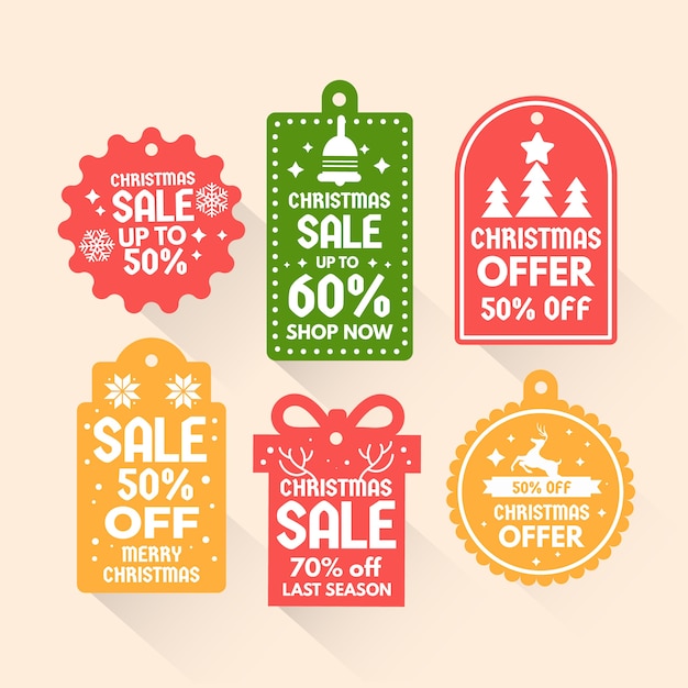 Free Vector | Flat christmas sale tag collection