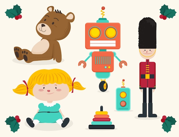 Free Vector | Flat christmas toy collection