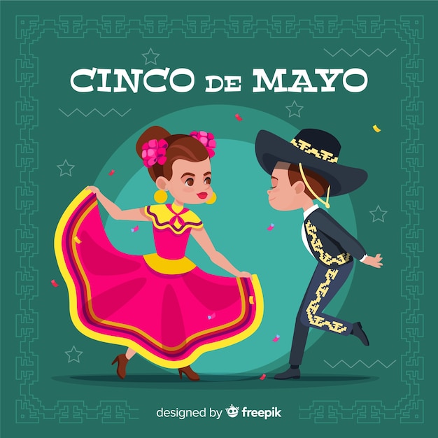 Flat cinco de mayo background Free Vector