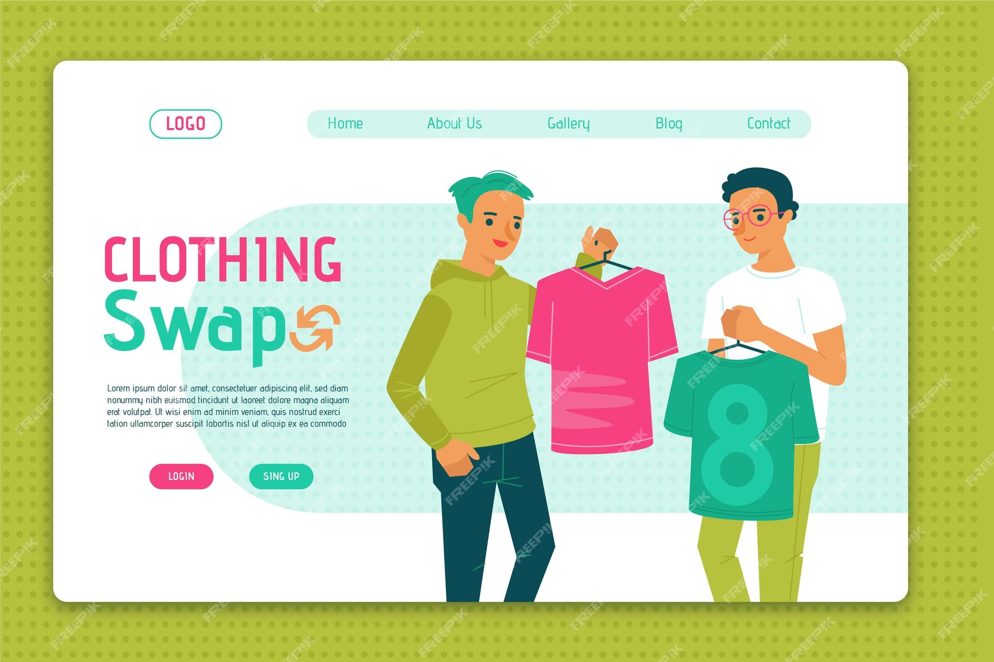 Free Vector | Flat clothing swap landing page