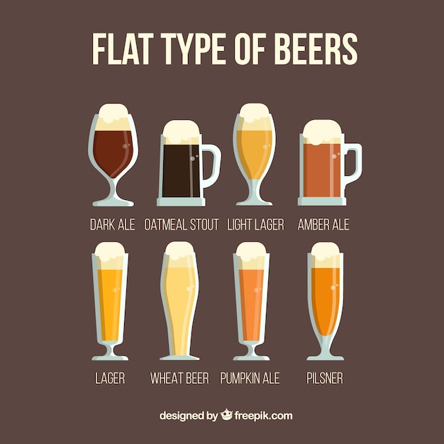 Free Vector | Flat collection of beers with froth