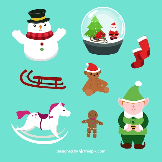 Download Free Vector | Flat collection of different christmas elements