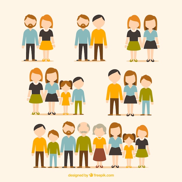 Download Flat collection of families | Free Vector