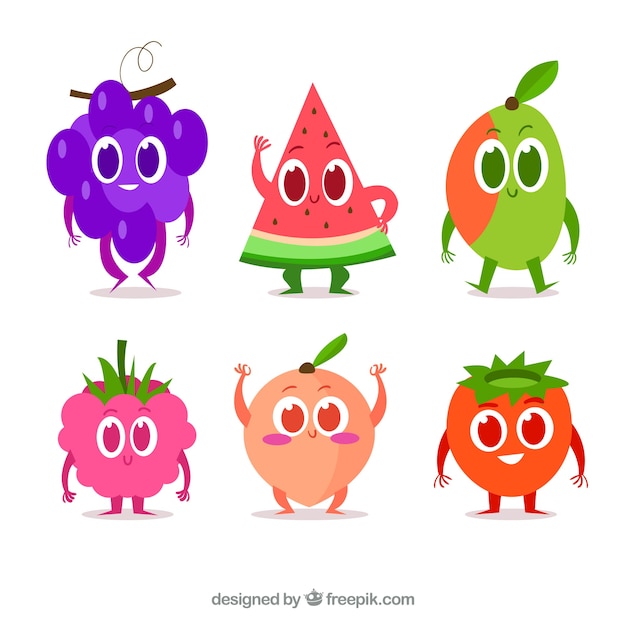 Free Vector | Flat collection of fruit characters