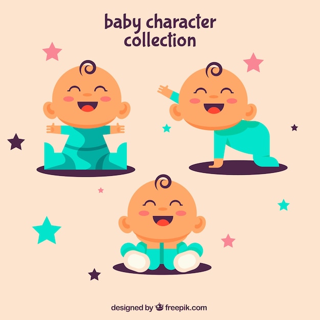 Flat collection of baby smiling