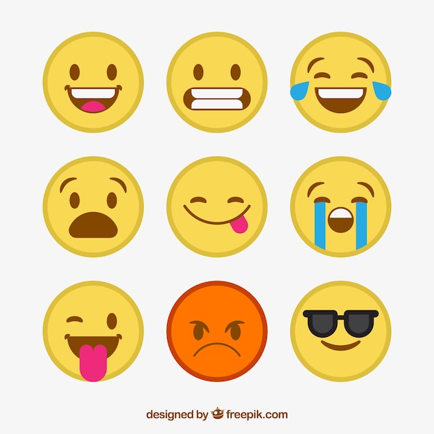 Flat collection of decorative emoticons