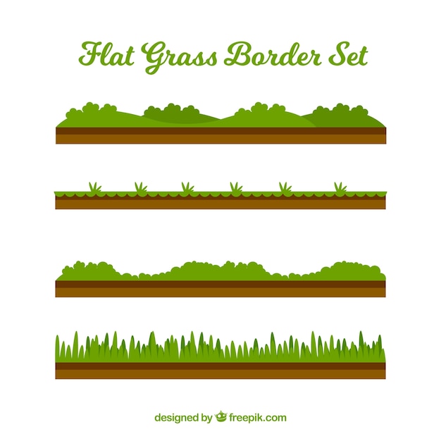 Flat collection of four decorative grass\
borders