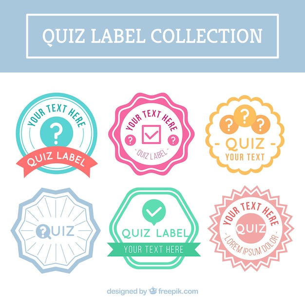 Download Free Download Free Flat Collection Of Quiz Labels With Different Colors Use our free logo maker to create a logo and build your brand. Put your logo on business cards, promotional products, or your website for brand visibility.