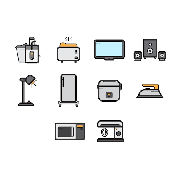 Download Free Flat Color Home Appliances Icon Set Premium Vector Use our free logo maker to create a logo and build your brand. Put your logo on business cards, promotional products, or your website for brand visibility.