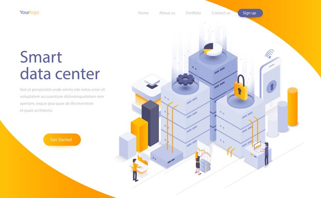Flat color modern isometric concept illustration Premium Vector