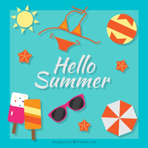 Free Vector | Flat colored summer accessories