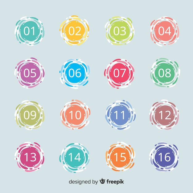 Flat colorful bullet point collection Free Vector