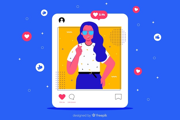 Flat colorful design character infuencer concept Free Vector