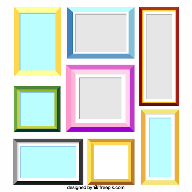 Flat colorful frames collection Free Vector