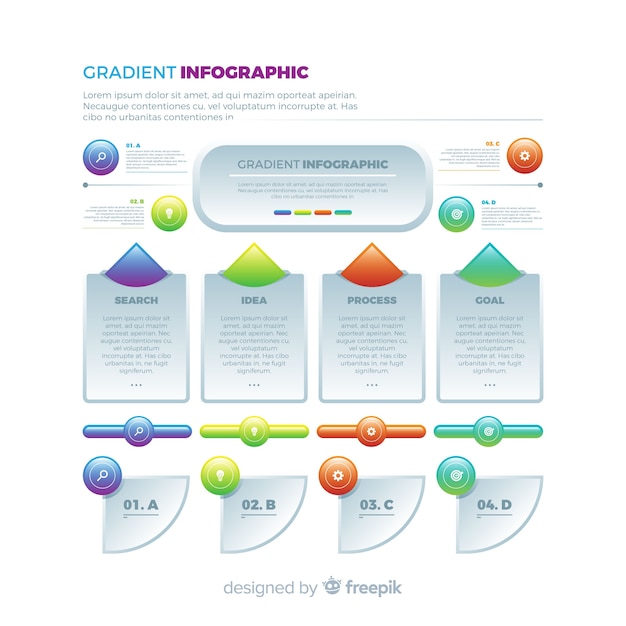 Flat colorful infographic steps collection Free Vector