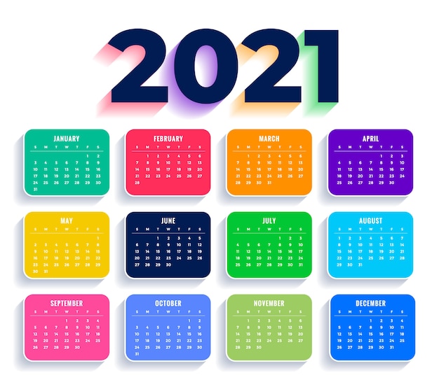 Free Vector Flat colorful new year calendar template