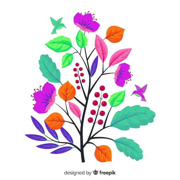 Free Vector | Flat colourful floral branch