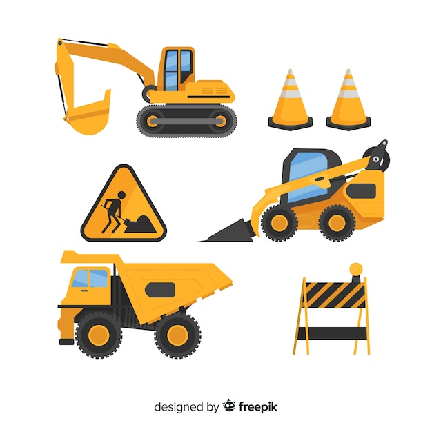 Free Vector | Flat construction equipment collection