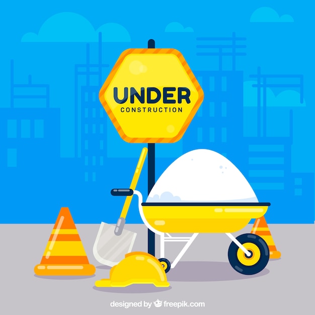 Flat under construction template Free Vector