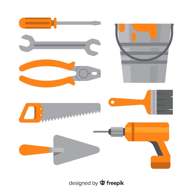 Download Flat construction tools collection | Free Vector