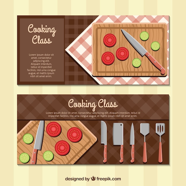 Flat cooking class banners