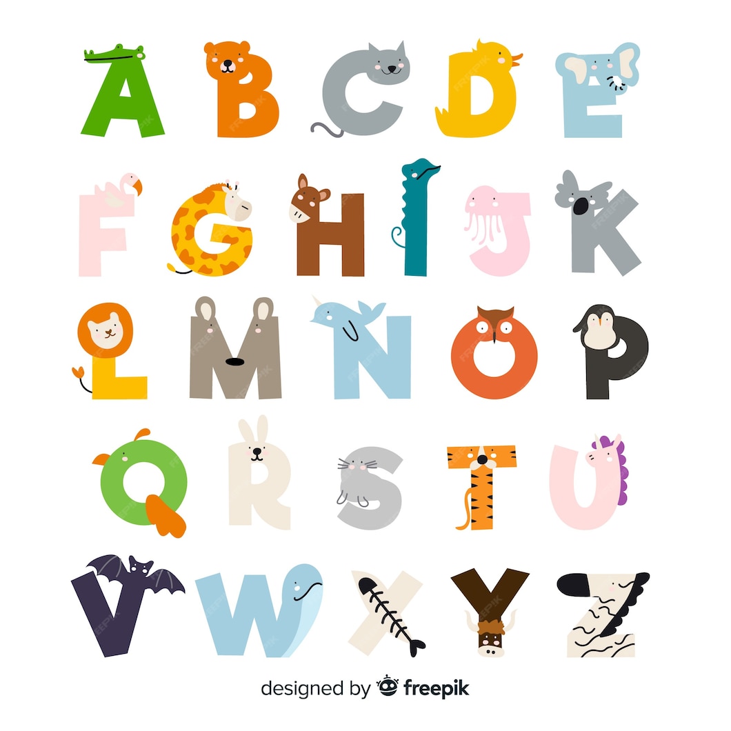 Free Vector | Flat cute animals alphabet